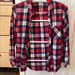 Red and Blue Plaid Flannel Shirt